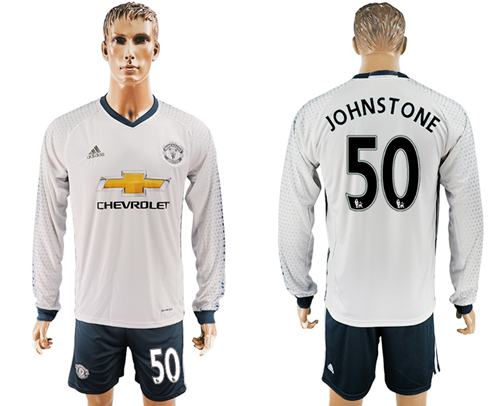Manchester United #50 Johnstone Sec Away Long Sleeves Soccer Club Jersey - Click Image to Close